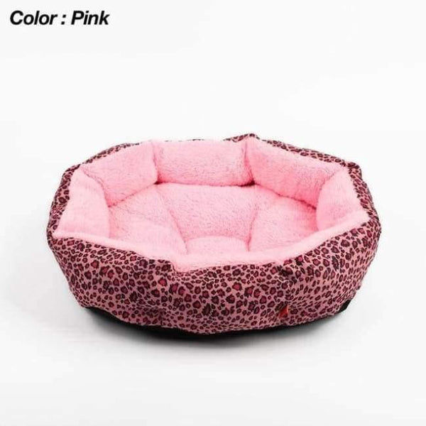 Planet Gates Pink / M for very small dog Colorful Leopard print Pet Cat and Dog Bed Pink, Yellowish brown, Purplish red, Brown, Gray, Yellow SIZE M,L