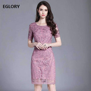 Planet Gates pink / M Women's Dress Spring Summer 2018 Party Events Dresses Female Allover Exquisite Embroidery Bodycon Sheath Dress Tight