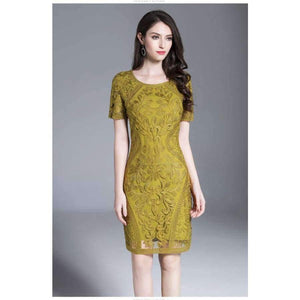 Planet Gates pink / M Women's Dress Spring Summer 2018 Party Events Dresses Female Allover Exquisite Embroidery Bodycon Sheath Dress Tight