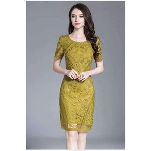 Planet Gates pink / M Women's Dress Spring Summer 2018 Party Events Dresses Female Allover Exquisite Embroidery Bodycon Sheath Dress Tight