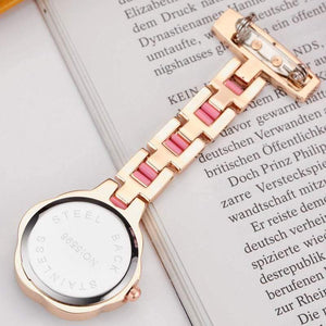 Planet Gates pink Medical Nurse Fob Watch For Doctors Gift Women Clip-on Stainless-Steel Pocket Watch Pendant Crystal Flower
