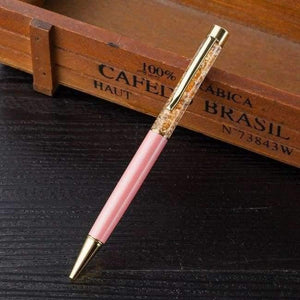 Planet Gates Pink Metal Copper Ballpoint Pen Luxury Brass Gold Foil Drill Ball Pen Sliver Penalty Office School Pencil Writing Supplies 1.0mm