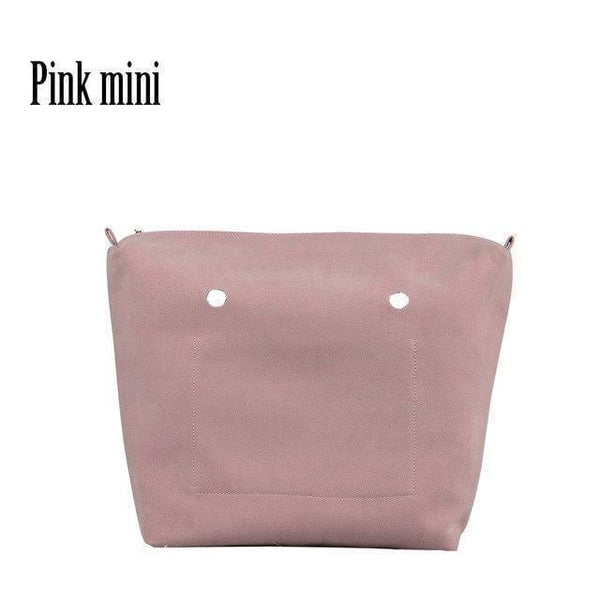 Planet Gates pink mini PU Nubuck Frosted Leather Waterproof Inner Lining Zipper Pocket for Obag Classic Mini  Lining Insert for O BAG