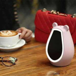 Planet Gates pink Mirror LED Alarm Clock Bluetooth Stereo Speaker Fill Light Night Light