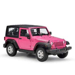 Planet Gates Pink Model Car 1:24 Scale 2007 Jeep Wrangler Diecast Car Simulator Alloy Off-Road Metal Classic Toy Car For Kid Gift Collection