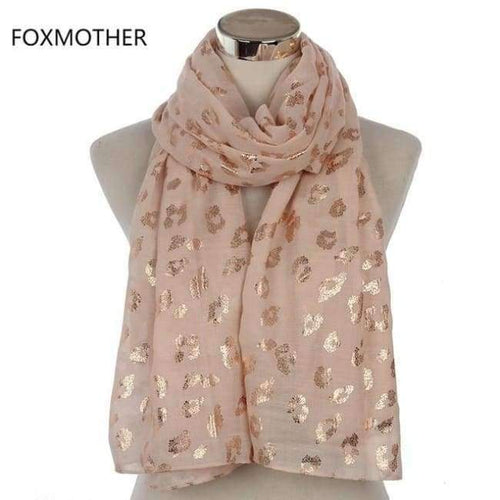 Planet Gates Pink New Ladies Fashionable Navy Pink Metallic Foil Rose Gold Leopard Long Scarf Evening Wrap Shawl Women Gifts