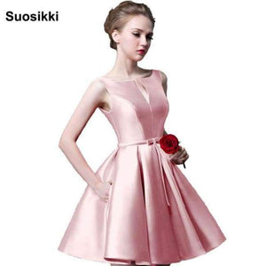 Planet Gates PINK NO.40 / 2 New fashion fuchsia vestido de noiva short design Champange color lace up bridal party cocktail dress