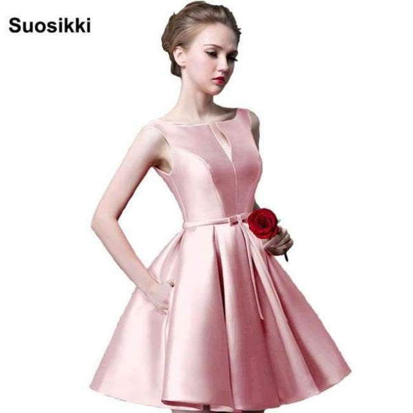 Planet Gates PINK NO.40 / 2 New fashion fuchsia vestido de noiva short design Champange color lace up bridal party cocktail dress