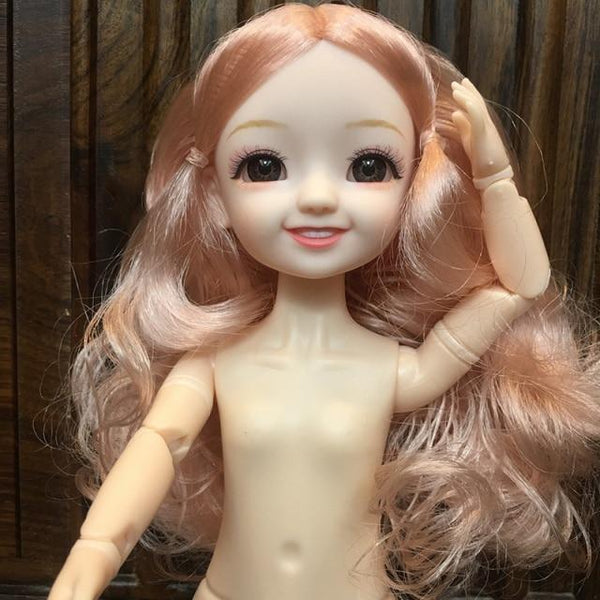 Planet Gates Pink / Nude doll / China 30CM 1/6 BJD Doll 11 Joints Multicolor Hair 3D Big Eyes Fashion Cute Smile Nude Female Doll DIY Kids Toy for Girl Christmas Gift