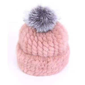 Planet Gates pink / One Size Mink Real Fur Beanies Winter Hats for Women Warm Designer Cap with Pompom Fox Fur Ladies Brand New Russian Women Girls Caps 2018
