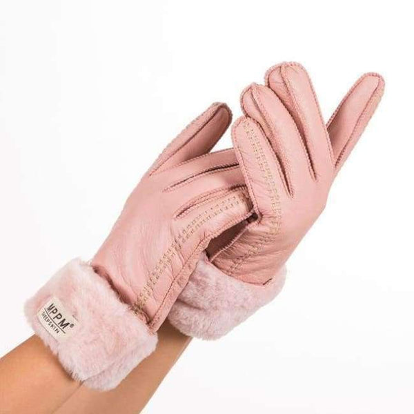 Planet Gates Pink / One Size Russian winter Women's Gloves 100% Real Leather Sheepskin Winter Gloves Hot Warm Stylish Full Finger Ladies Gloves Mittens