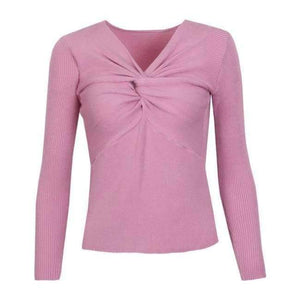 Planet Gates Pink / One Size Sexy Criss-Cross V neck Knitted Sweater Women Long Sleeve Winter 2018 Pullovers All match Streetwear jumper pull femme