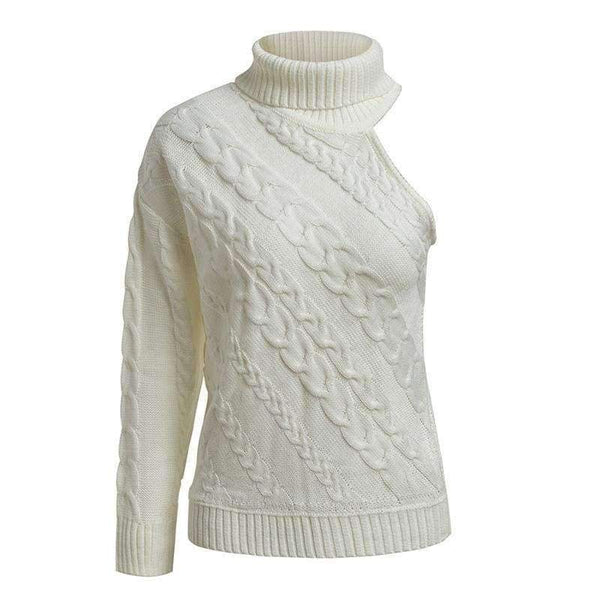 Planet Gates Pink / One Size Sexy Off One Shoulder Turtleneck Sweater Women Elegant Twist Long Sleeve Winter Sweaters And Pullovers Pull Femme