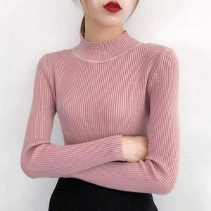 Planet Gates pink / One Size Sweaters And Pullovers 2018 Autumn Turtleneck Jumpers  Casual Knitted Women Tops Long Sleeve Basic Sweaters For Women