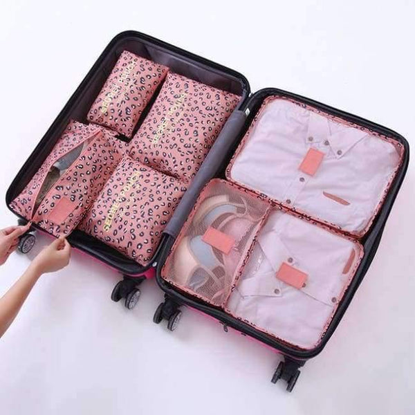 Planet Gates Pink Panther 7Pcs/set Trip Luggage Organizer Polyester Portable Travel Partition Pouch Storage Bags Home Organization Accessories Supplies