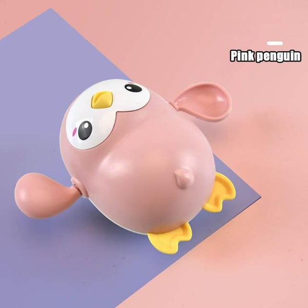 Planet Gates Pink penguin Baby Bath Toys Animal Cute Cartoon Tortoise Crab Classic Baby Water Toy Infant Swim Chain Clockwork Toy For Kid 2021 Newest