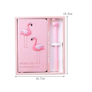 Planet Gates pink Pink Flamingo notebook set (notepad + gel pen) kawaii promotion birthday gift paper notebook school supplies Writing Pads