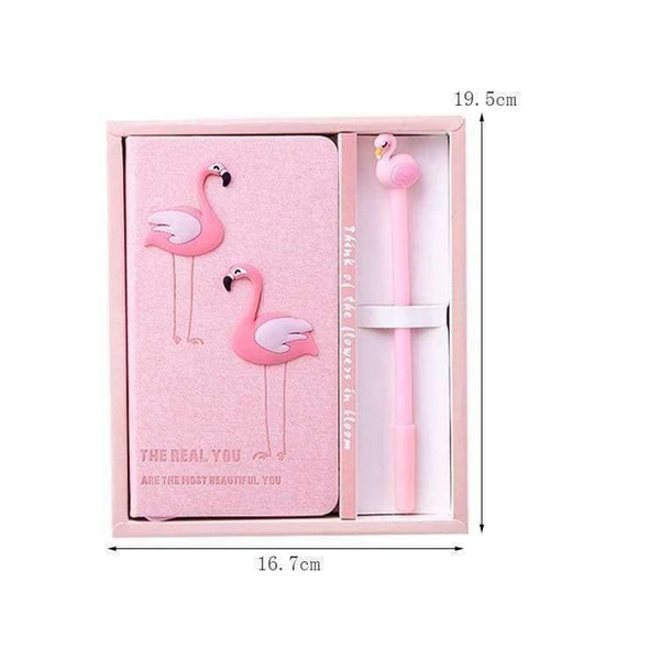 Planet Gates pink Pink Flamingo notebook set (notepad + gel pen) kawaii promotion birthday gift paper notebook school supplies Writing Pads