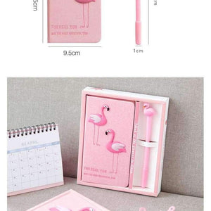 Planet Gates pink Pink Flamingo notebook set (notepad + gel pen) kawaii promotion birthday gift paper notebook school supplies Writing Pads