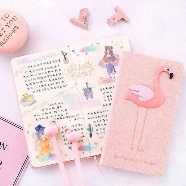 Planet Gates pink Pink Flamingo notebook set (notepad + gel pen) kawaii promotion birthday gift paper notebook school supplies Writing Pads