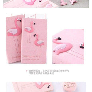 Planet Gates pink Pink Flamingo notebook set (notepad + gel pen) kawaii promotion birthday gift paper notebook school supplies Writing Pads