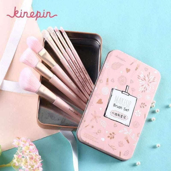 Planet Gates Pink Premium Makeup Brush Set High Quality Soft Natural Horse Pony Synthetic Hair Portable Makeup Artist Brush with Case