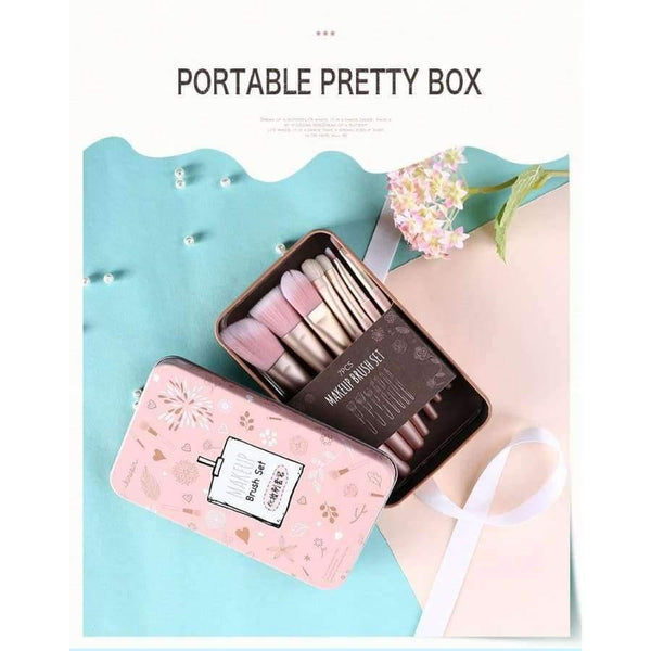 Planet Gates Pink Premium Makeup Brush Set High Quality Soft Natural Horse Pony Synthetic Hair Portable Makeup Artist Brush with Case