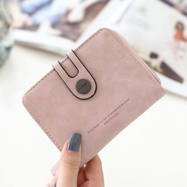 Planet Gates Pink PU Leather Short Women Wallet Zipper Small Women Wallets Card Bag With Coin Purse Pockets Credit Holders