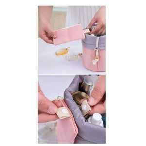 Planet Gates Pink Quality Barrel Shaped Travel Cosmetic Bag Makeup bag Nylon Wash Bags Makeup Organizer Storage Bag High Capacity B3