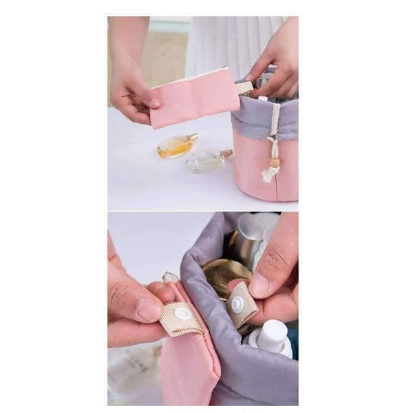 Planet Gates Pink Quality Barrel Shaped Travel Cosmetic Bag Makeup bag Nylon Wash Bags Makeup Organizer Storage Bag High Capacity B3