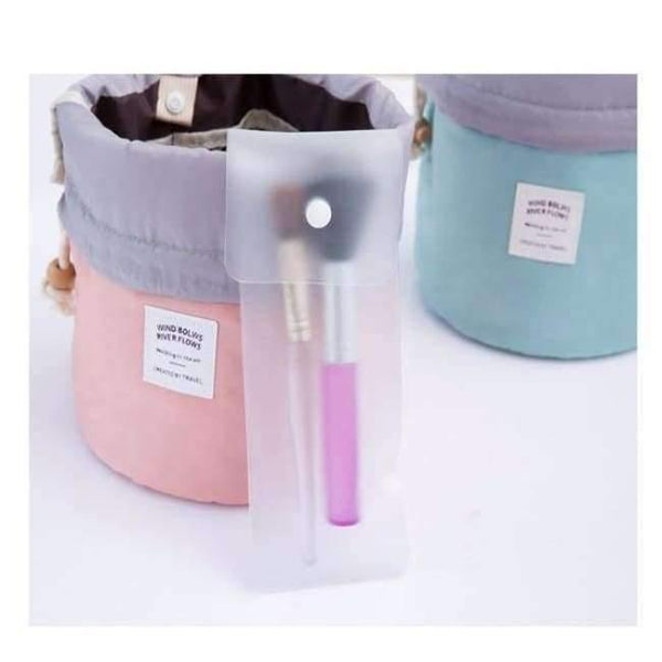 Planet Gates Pink Quality Barrel Shaped Travel Cosmetic Bag Makeup bag Nylon Wash Bags Makeup Organizer Storage Bag High Capacity B3