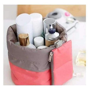 Planet Gates Pink Quality Barrel Shaped Travel Cosmetic Bag Makeup bag Nylon Wash Bags Makeup Organizer Storage Bag High Capacity B3