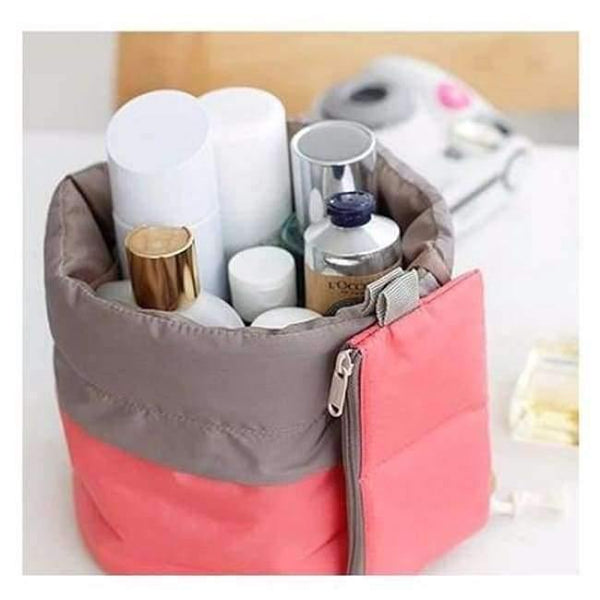 Planet Gates Pink Quality Barrel Shaped Travel Cosmetic Bag Makeup bag Nylon Wash Bags Makeup Organizer Storage Bag High Capacity B3
