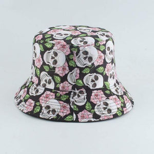 Planet Gates Pink rose skull Fisherman Hat Reversible Harajuku Bucket Hats For Women Men Street Hip Hop Cap Rainbow Tie Dye Printed Fishing Hat
