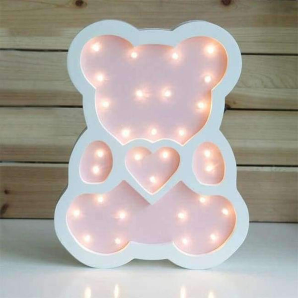 Planet Gates Pink / Russian Federation Newstyle Wooden Bear LED Night Light Cartoon Bedside Wall Night Lamp Light Children Baby Kids Bedroom Home Decorative Lighting