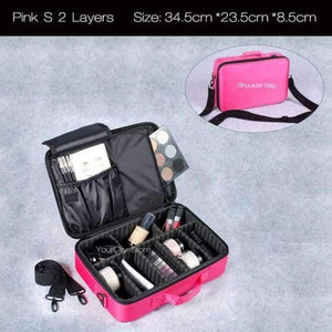 Planet Gates Pink S 2 Layers Fashion Cosmetic Bag Travel Makeup Organizer Professional Make Up Box Cosmetics Pouch Bags Beauty Case For Makeup Artist