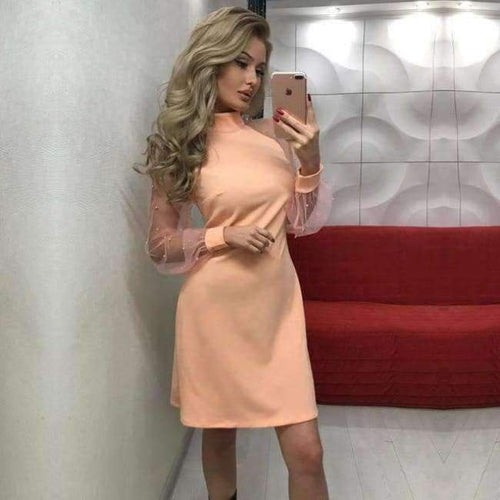 Planet Gates Pink / S 2018 Hot Elegant Bodycon dress Women Sexy Casual Solid O neck Robe Vestidos Boho Plus Size Ladies Party  Dresses