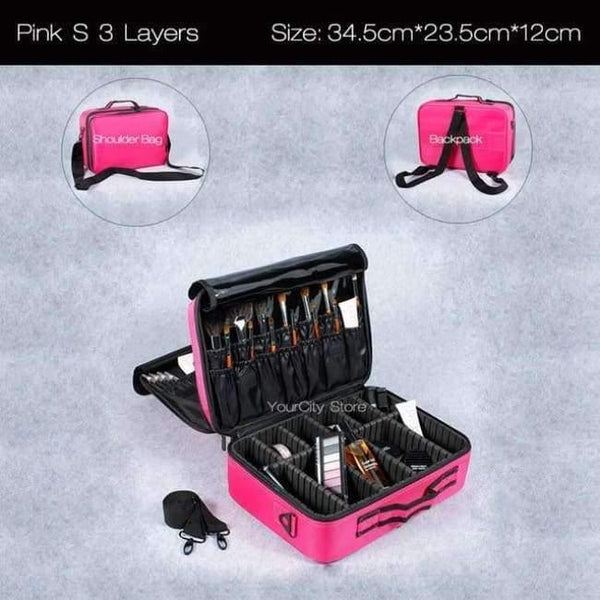 Planet Gates Pink S 3 Layers Fashion Cosmetic Bag Travel Makeup Organizer Professional Make Up Box Cosmetics Pouch Bags Beauty Case For Makeup Artist