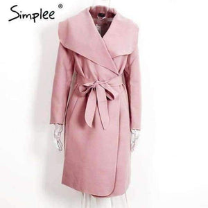 Planet Gates Pink / S Black ruffle warm winter coat Women turndown long coat collar overcoat female Casual autumn 2016 pink outerwear