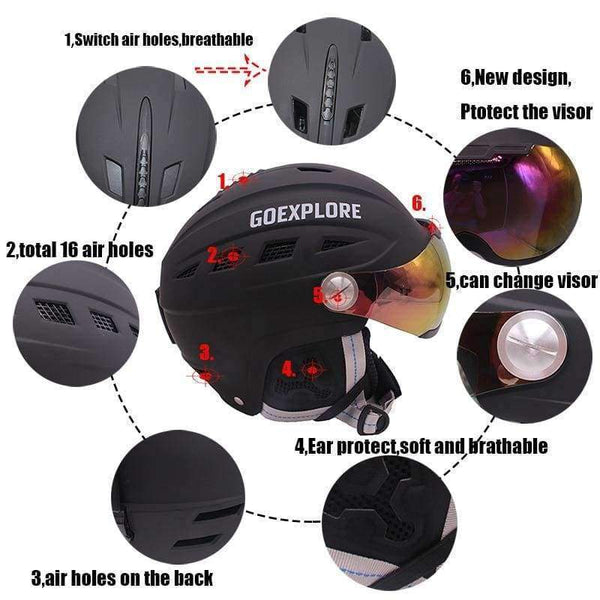 Planet Gates pink / S / China Ski Helmet Men Women Half-covered Integrally ABS Outdoor Sport helmet with Visor Snow Gear Snowboard Skateboard Helmet