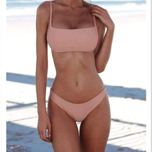 Planet Gates Pink / S / China Summer Women Solid Bikini Set Push-up Pad Bra Brazilian Swimsuit Swimwear Women Bather Suit Swimming Suit biquini mayo