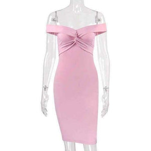 Planet Gates pink / S Fashion Pink off shoulder party dress bodycon club sexy dress women sundress crisscross 2018 summer dresses short