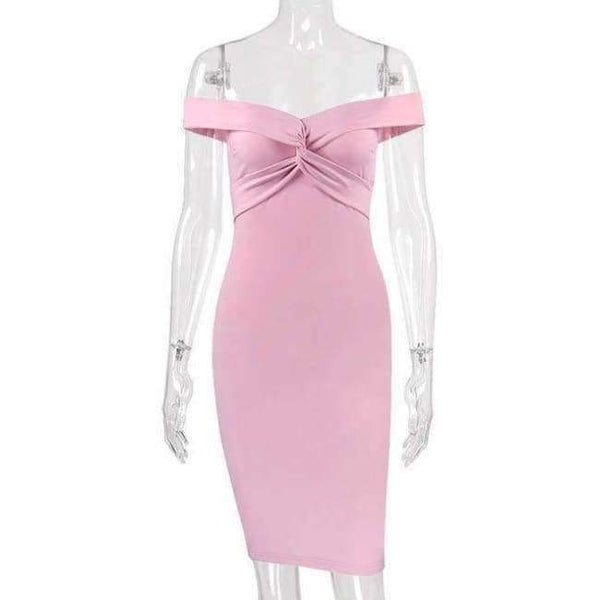 Planet Gates pink / S Fashion Pink off shoulder party dress bodycon club sexy dress women sundress crisscross 2018 summer dresses short