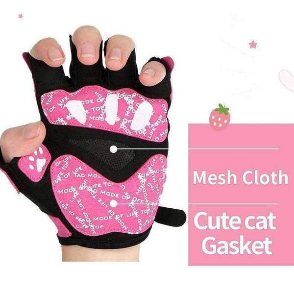 Planet Gates Pink / S Gym Gloves Crossfit Body Building Training Sports Fitness Gloves Women Cute Cat style WeightLifting Exercise Mesh Breathable