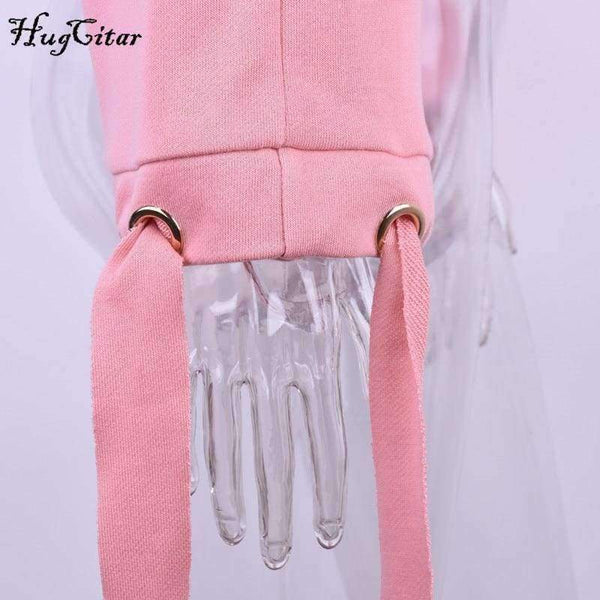 Planet Gates Pink / S Hugcitar letters embroidery Sweatshirt 2017 autumn female Long Sleeve Women crop top pink white solid girl casual Pullover