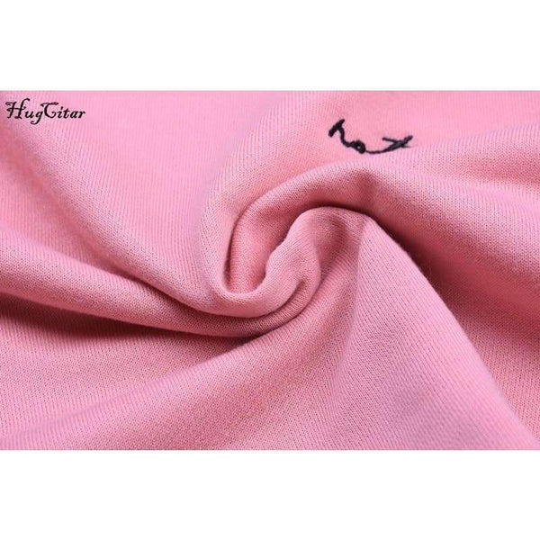 Planet Gates Pink / S Hugcitar letters embroidery Sweatshirt 2017 autumn female Long Sleeve Women crop top pink white solid girl casual Pullover