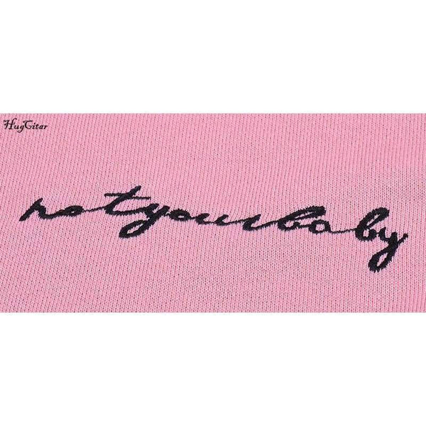 Planet Gates Pink / S Hugcitar letters embroidery Sweatshirt 2017 autumn female Long Sleeve Women crop top pink white solid girl casual Pullover