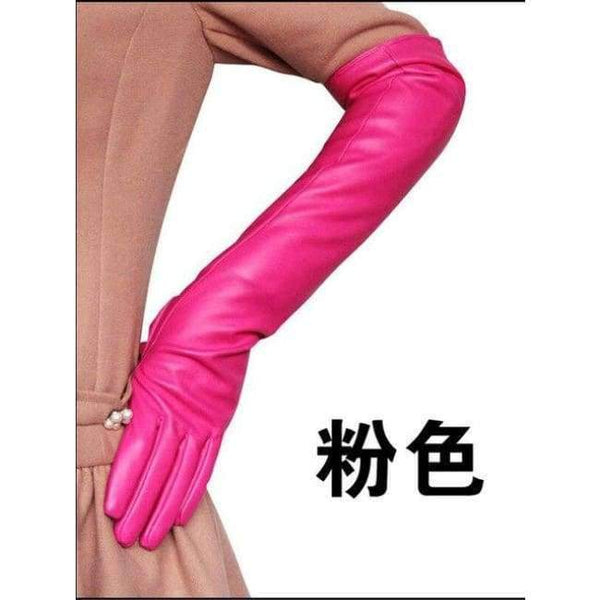 Planet Gates Pink / S Lady Fashion High Quality PU Leather Winter Gloves Women Warm Cute Mittens Female Long Style Elbow Gloves G203