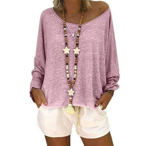 Planet Gates Pink / S Large Size 5XL T Shirt Women Autumn Casual Solid Tops&Tees Fashion Batwing Long Sleeve Round Neck Loose Womens T-shirt