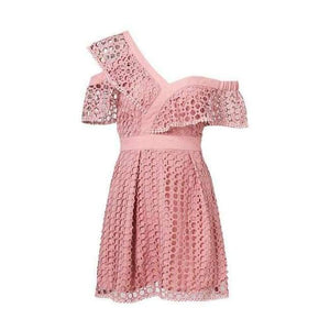 Planet Gates Pink / S Lily Rosie Girl Ruffle short sleeve white sexy dress women 2018 New pink mini lace dresses Beach party one shoulder vestidos